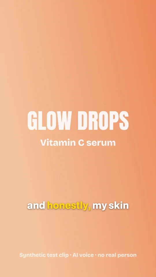 The edited export at 5.49 seconds: the pause is gone and the caption reads "and honestly, my skin" with the spoken word highlighted