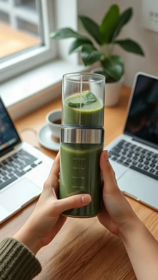 A mini blender video from an affiliate creator running as a TikTok Shop ad with a product link